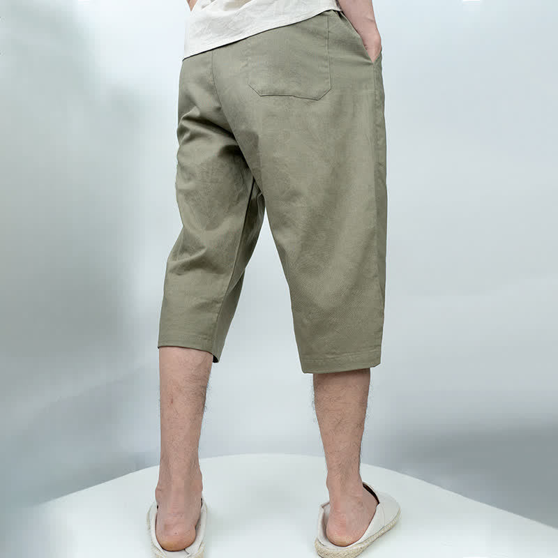 Buddha Stones Pantaloni harem da uomo estivi casual vintage con coulisse e tasche. - image 4
