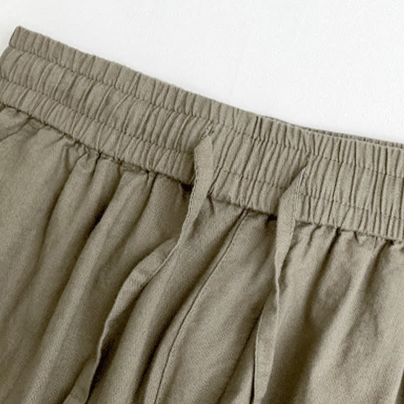 Buddha Stones Pantaloni harem da uomo estivi casual vintage con coulisse e tasche. - image 7