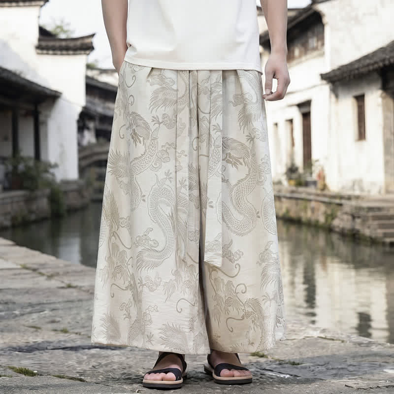 Buddha Stones Pantaloni estivi casual Tang con coulisse e stampa drago, modello alla caviglia, da uomo, a gamba larga. - Biancheria - US/UK/AU46, EU56 (5XL) - image 33