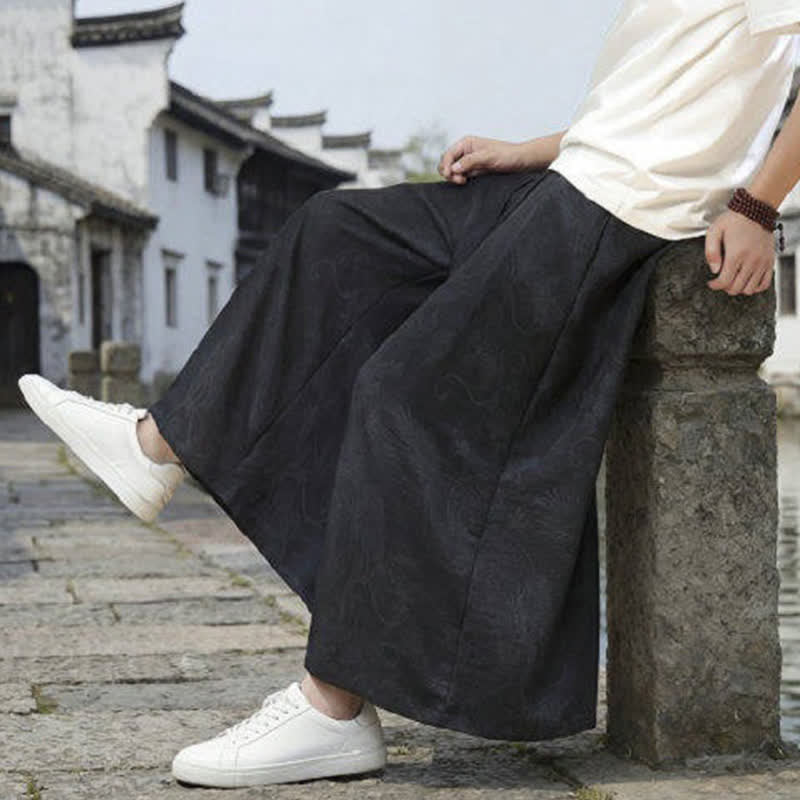 Buddha Stones Pantaloni estivi casual Tang con coulisse e stampa drago, modello alla caviglia, da uomo, a gamba larga. - image 16