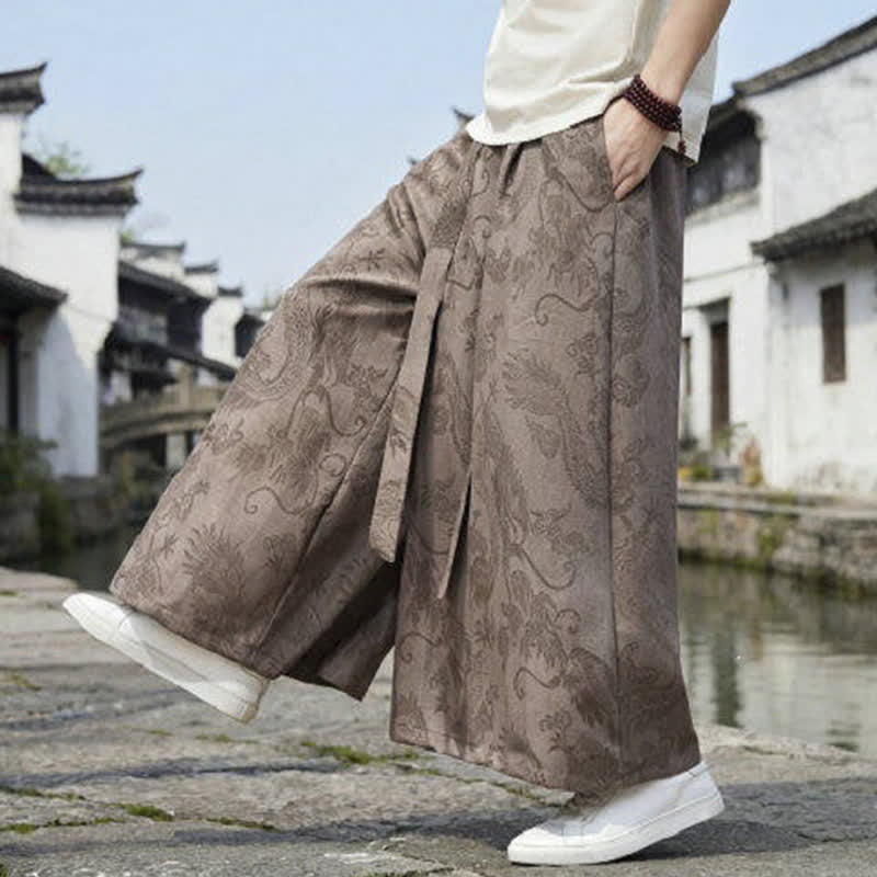Buddha Stones Pantaloni estivi casual Tang con coulisse e stampa drago, modello alla caviglia, da uomo, a gamba larga. - image 23