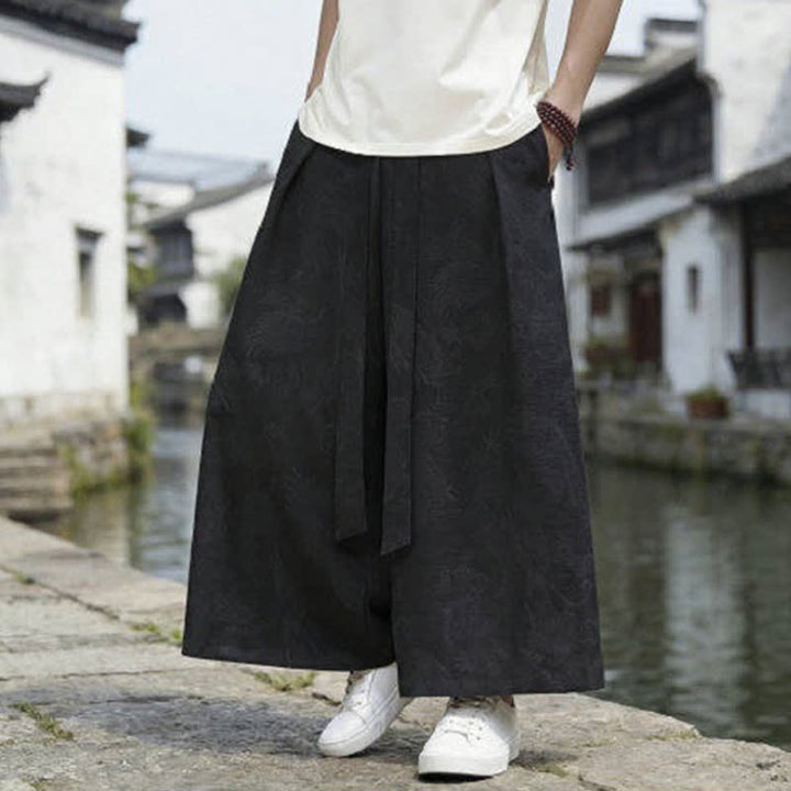 Buddha Stones Pantaloni estivi casual Tang con coulisse e stampa drago, modello alla caviglia, da uomo, a gamba larga. - image 14