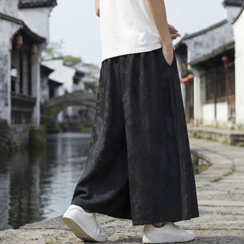 Buddha Stones Pantaloni estivi casual Tang con coulisse e stampa drago, modello alla caviglia, da uomo, a gamba larga. - image 13