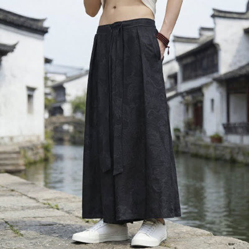 Buddha Stones Pantaloni estivi casual Tang con coulisse e stampa drago, modello alla caviglia, da uomo, a gamba larga. - image 11