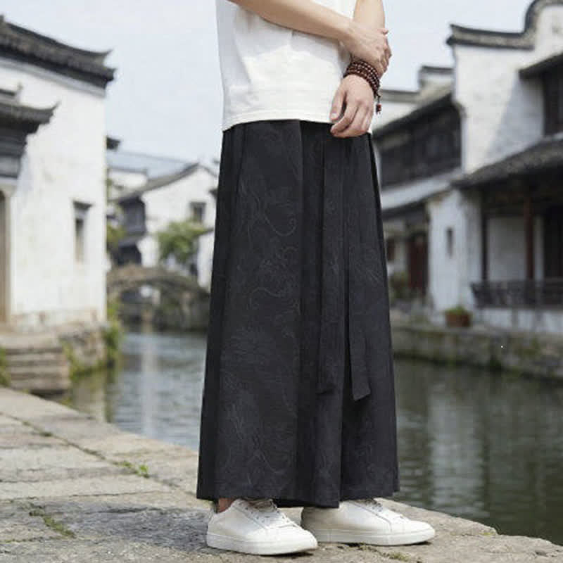 Buddha Stones Pantaloni estivi casual Tang con coulisse e stampa drago, modello alla caviglia, da uomo, a gamba larga. - image 10