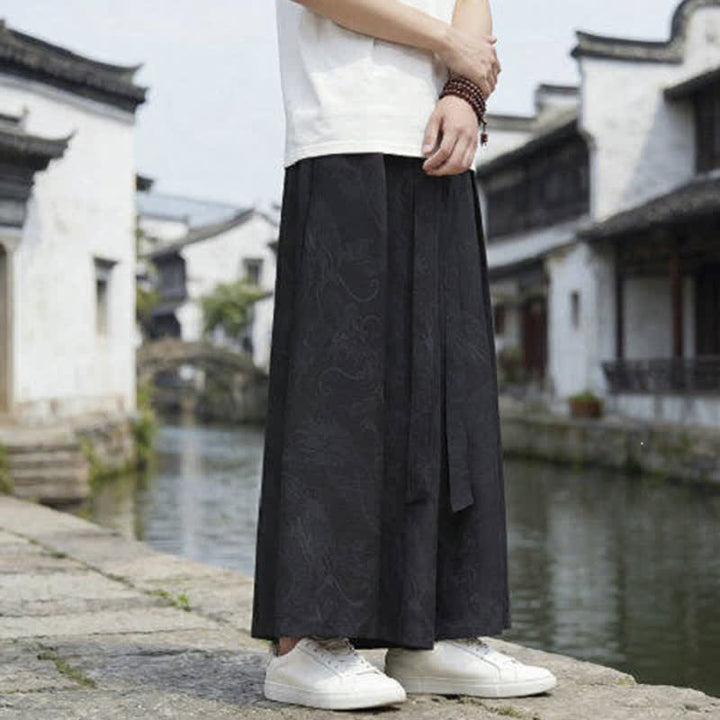 Buddha Stones Pantaloni estivi casual Tang con coulisse e stampa drago, modello alla caviglia, da uomo, a gamba larga. - image 10