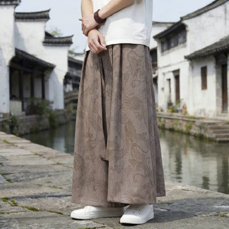 Buddha Stones Pantaloni estivi casual Tang con coulisse e stampa drago, modello alla caviglia, da uomo, a gamba larga. - image 22