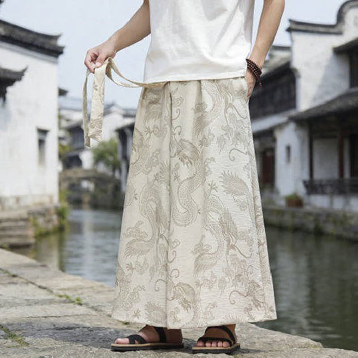 Buddha Stones Pantaloni estivi casual Tang con coulisse e stampa drago, modello alla caviglia, da uomo, a gamba larga. - image 40