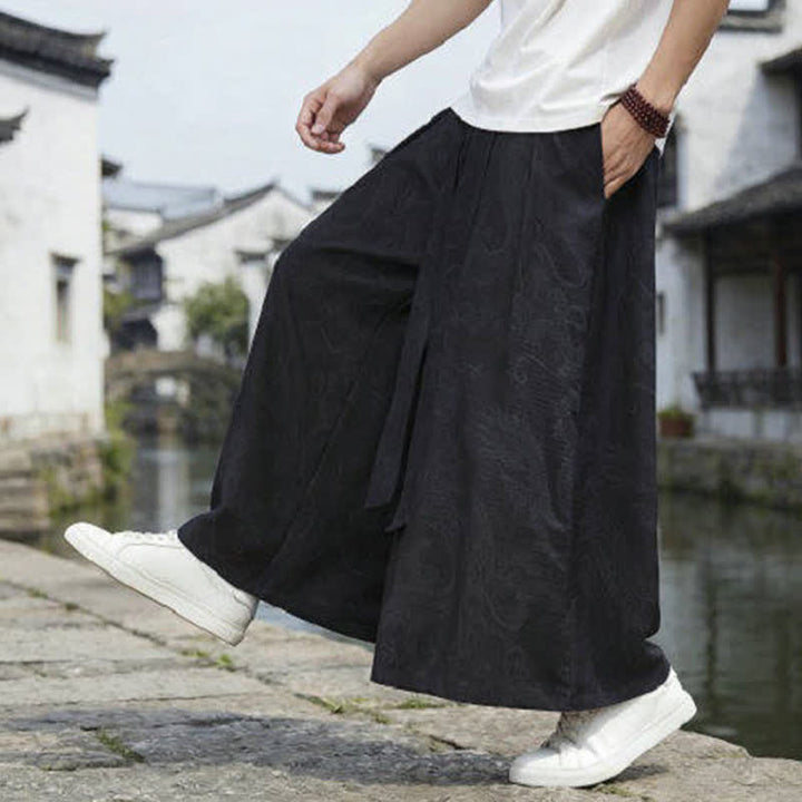Buddha Stones Pantaloni estivi casual Tang con coulisse e stampa drago, modello alla caviglia, da uomo, a gamba larga. - image 15