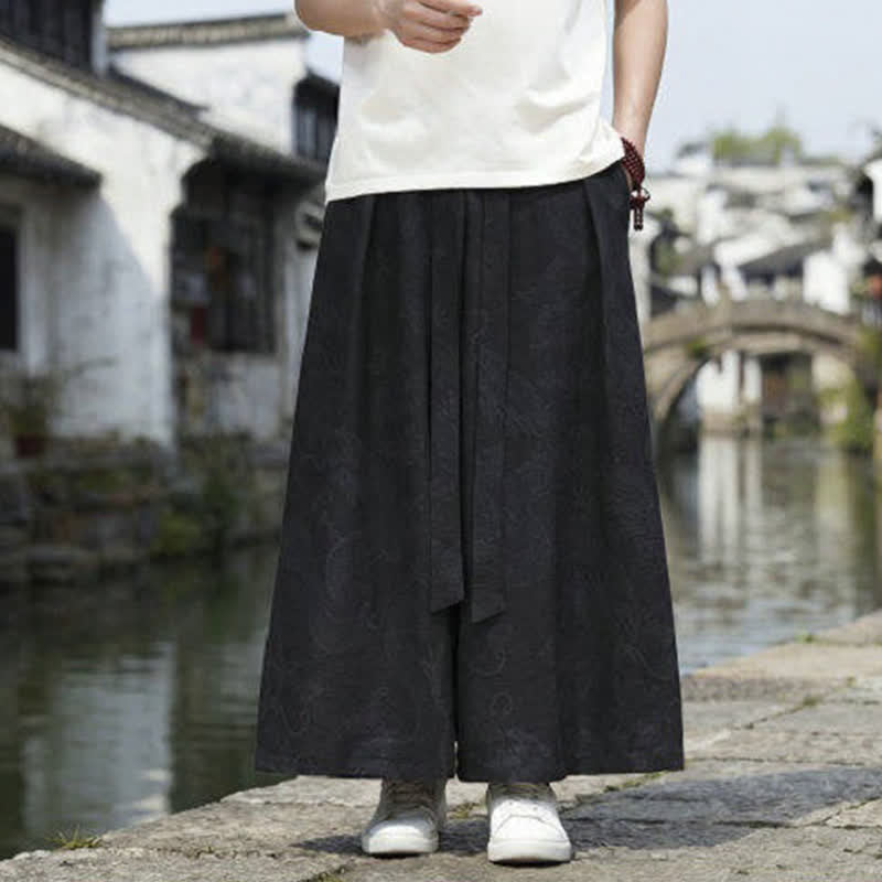 Buddha Stones Pantaloni estivi casual Tang con coulisse e stampa drago, modello alla caviglia, da uomo, a gamba larga. - Nero - US/UK/AU46, EU56 (5XL) - image 9