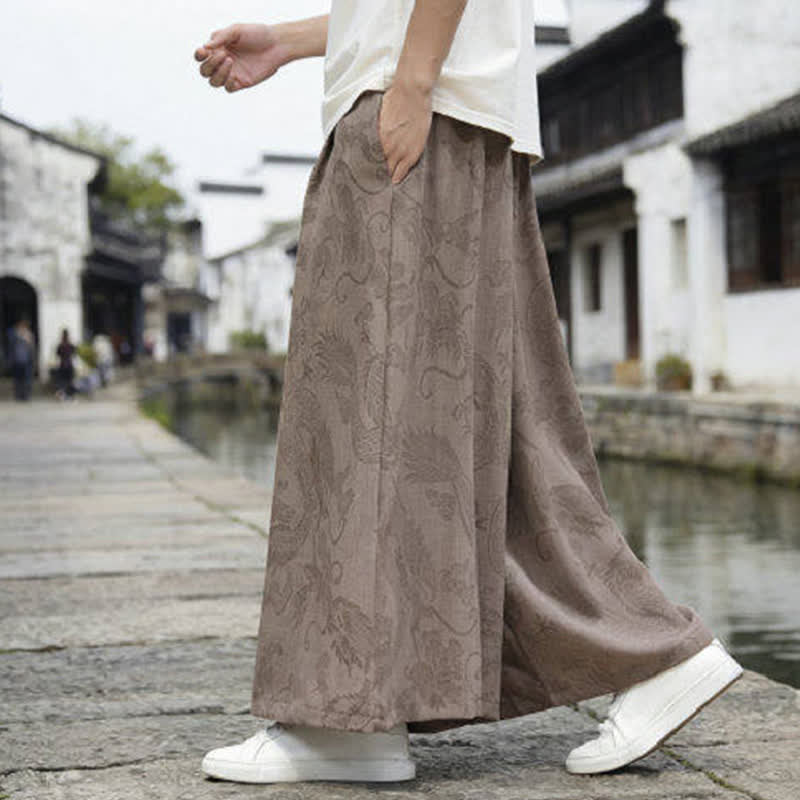 Buddha Stones Pantaloni estivi casual Tang con coulisse e stampa drago, modello alla caviglia, da uomo, a gamba larga. - image 21