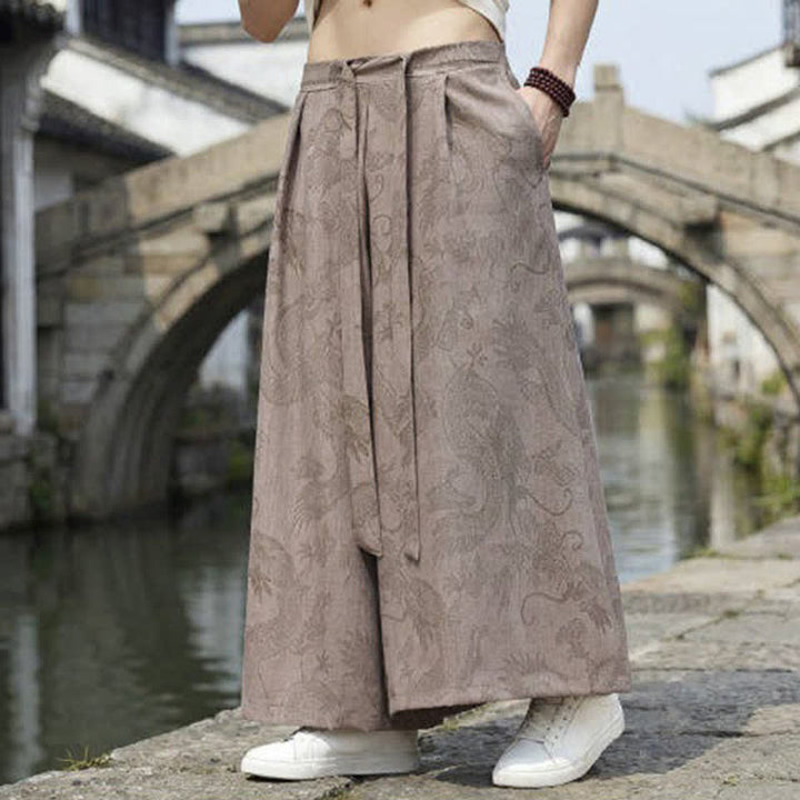 Buddha Stones Pantaloni estivi casual Tang con coulisse e stampa drago, modello alla caviglia, da uomo, a gamba larga. - image 19
