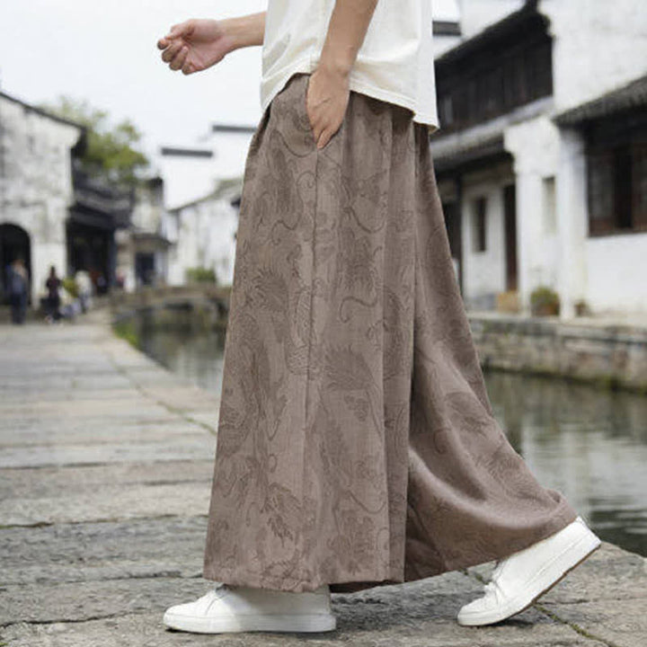 Buddha Stones Pantaloni estivi casual Tang con coulisse e stampa drago, modello alla caviglia, da uomo, a gamba larga. - image 21