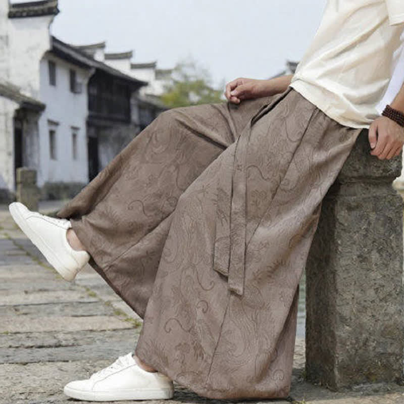 Buddha Stones Pantaloni estivi casual Tang con coulisse e stampa drago, modello alla caviglia, da uomo, a gamba larga. - image 24