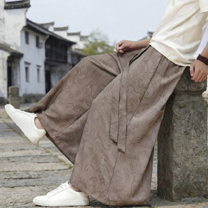 Buddha Stones Pantaloni estivi casual Tang con coulisse e stampa drago, modello alla caviglia, da uomo, a gamba larga. - image 24