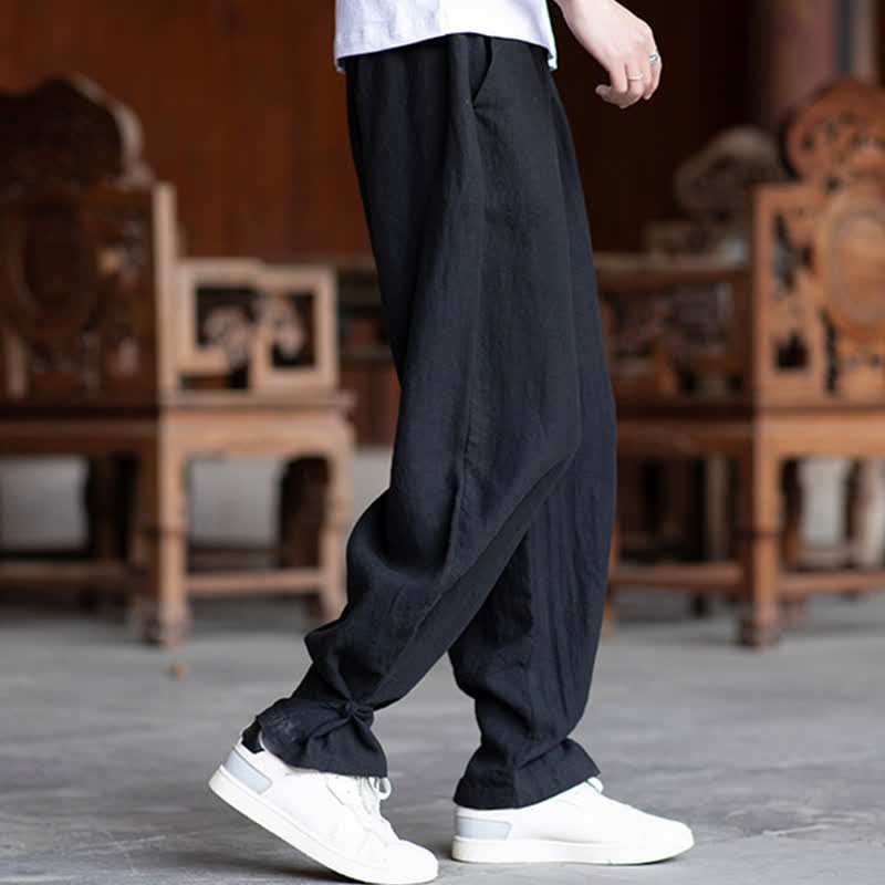 Buddha Stones Pantaloni estivi casual vintage con coulisse in vita elasticizzata, tinta unita, alla caviglia, da uomo, affusolati - image 14