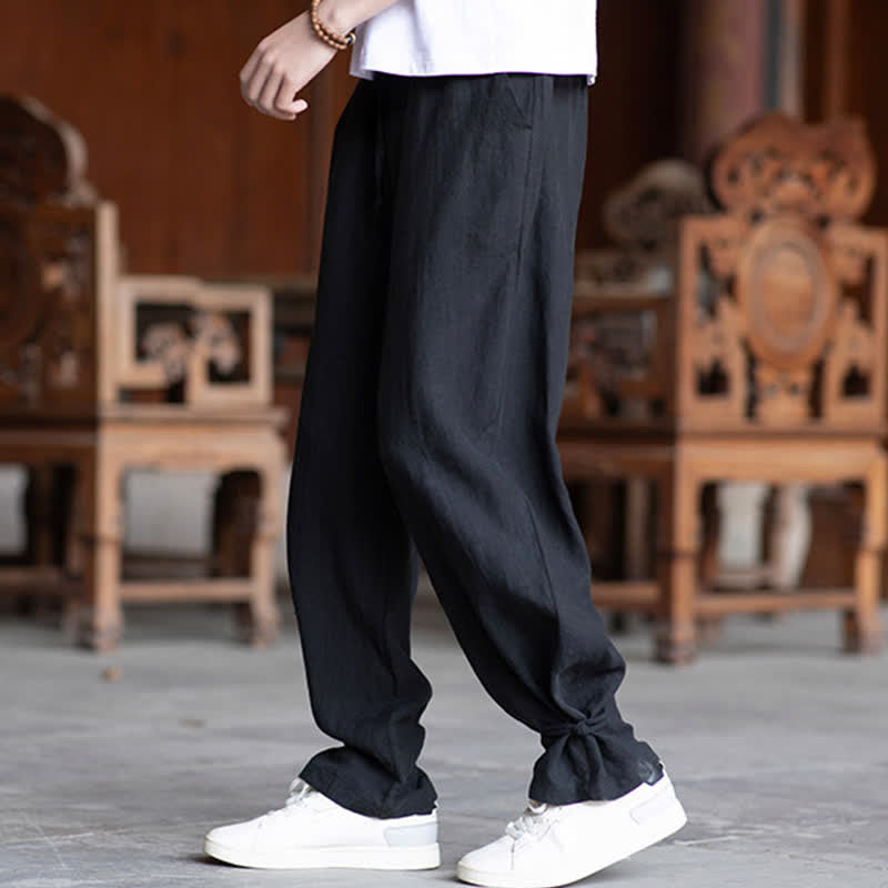 Buddha Stones Pantaloni estivi casual vintage con coulisse in vita elasticizzata, tinta unita, alla caviglia, da uomo, affusolati - image 17