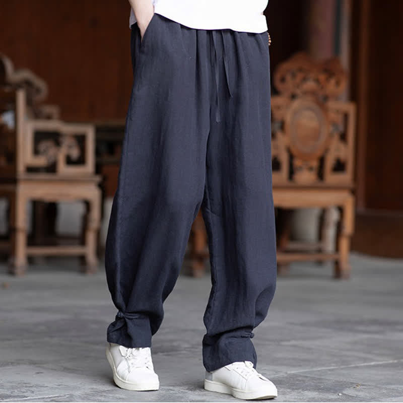 Buddha Stones Pantaloni estivi casual vintage con coulisse in vita elasticizzata, tinta unita, alla caviglia, da uomo, affusolati - image 21
