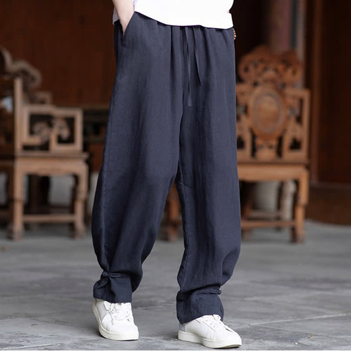 Buddha Stones Pantaloni estivi casual vintage con coulisse in vita elasticizzata, tinta unita, alla caviglia, da uomo, affusolati - image 21