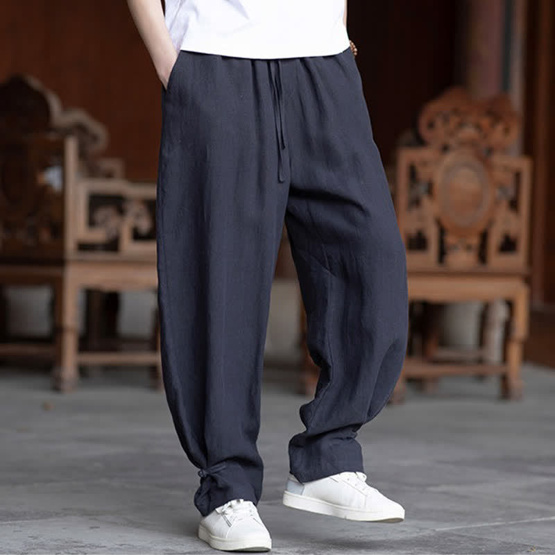 Buddha Stones Pantaloni estivi casual vintage con coulisse in vita elasticizzata, tinta unita, alla caviglia, da uomo, affusolati - image 28