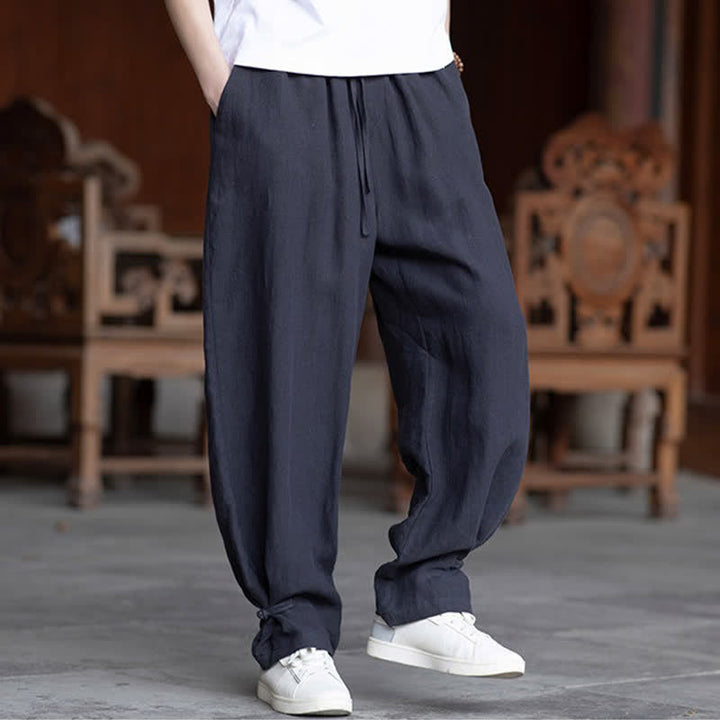 Buddha Stones Pantaloni estivi casual vintage con coulisse in vita elasticizzata, tinta unita, alla caviglia, da uomo, affusolati - image 28