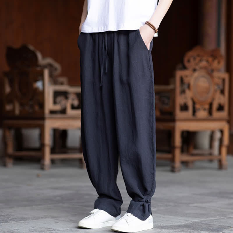 Buddha Stones Pantaloni estivi casual vintage con coulisse in vita elasticizzata, tinta unita, alla caviglia, da uomo, affusolati - image 27