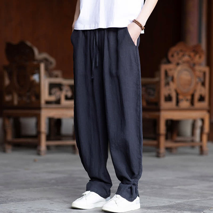 Buddha Stones Pantaloni estivi casual vintage con coulisse in vita elasticizzata, tinta unita, alla caviglia, da uomo, affusolati - image 27