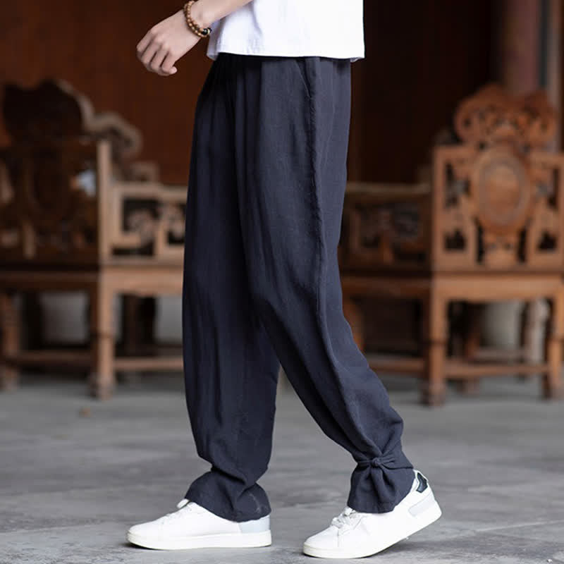 Buddha Stones Pantaloni estivi casual vintage con coulisse in vita elasticizzata, tinta unita, alla caviglia, da uomo, affusolati - image 23
