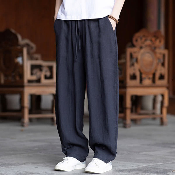 Buddha Stones Pantaloni estivi casual vintage con coulisse in vita elasticizzata, tinta unita, alla caviglia, da uomo, affusolati - image 26