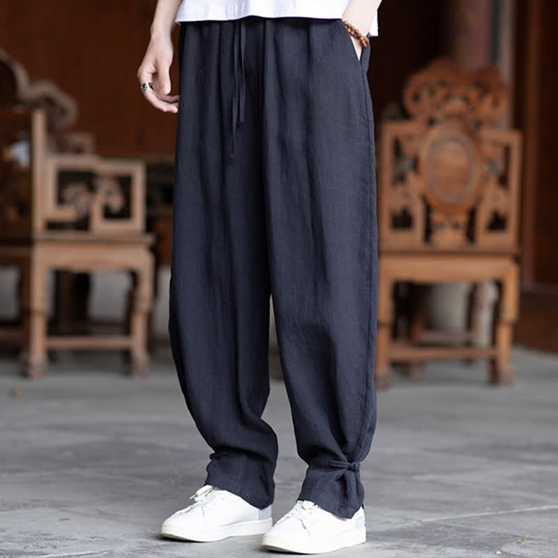 Buddha Stones Pantaloni estivi casual vintage con coulisse in vita elasticizzata, tinta unita, alla caviglia, da uomo, affusolati - image 29