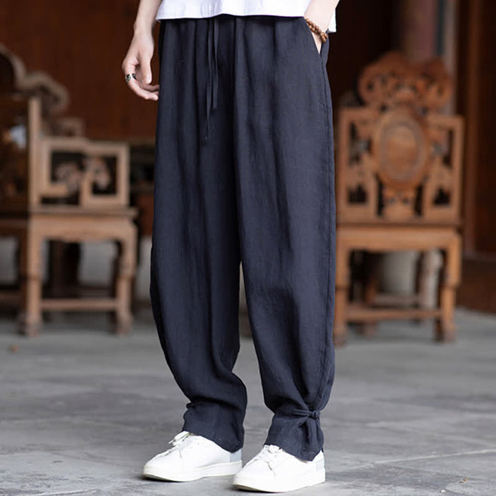 Buddha Stones Pantaloni estivi casual vintage con coulisse in vita elasticizzata, tinta unita, alla caviglia, da uomo, affusolati - image 29