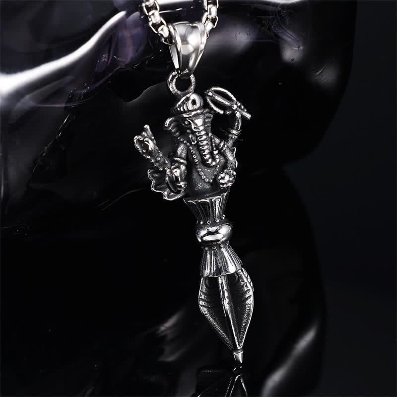 Buddha Stones Collana con ciondolo spirituale Ganesh Vajra in acciaio inossidabile - Ganesh (Forza♥Saggezza) - image 0