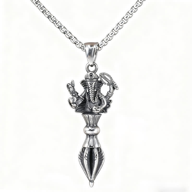 Buddha Stones Collana con ciondolo spirituale Ganesh Vajra in acciaio inossidabile - image 3