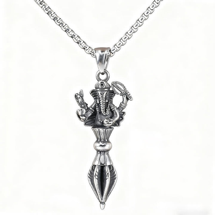 Buddha Stones Collana con ciondolo spirituale Ganesh Vajra in acciaio inossidabile - image 3