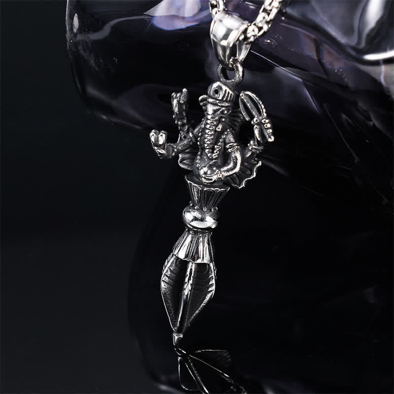 Buddha Stones Collana con ciondolo spirituale Ganesh Vajra in acciaio inossidabile - image 1