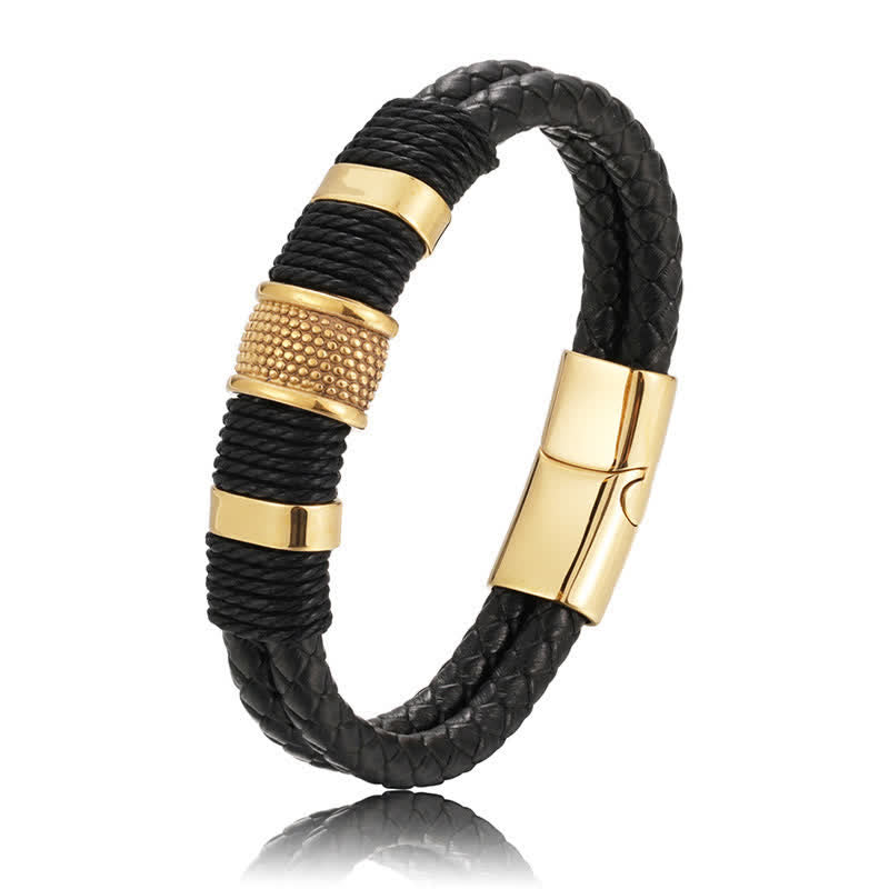 Buddha Stones Bracciale in pelle intrecciato a mano, resistente e a doppio strato - image 9