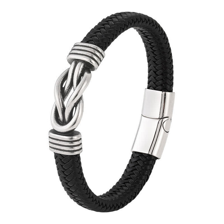 Buddha Stones Bracciale in pelle intrecciata con nodo infinito, resistente e dall'equilibrio geometrico - image 1