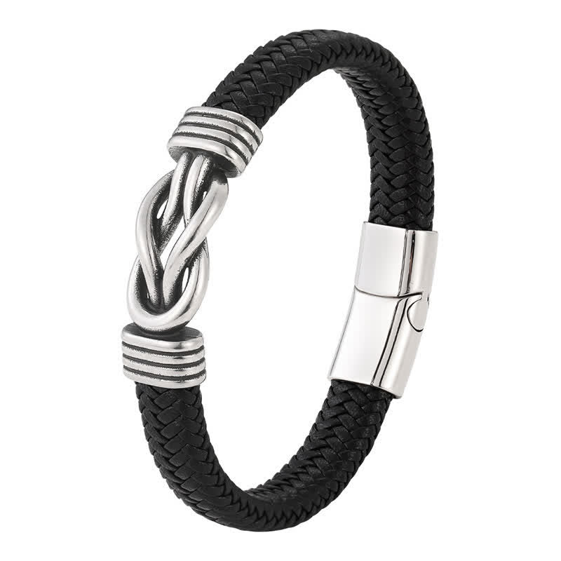 Buddha Stones Bracciale in pelle intrecciata con nodo infinito, resistente e dall'equilibrio geometrico - image 1