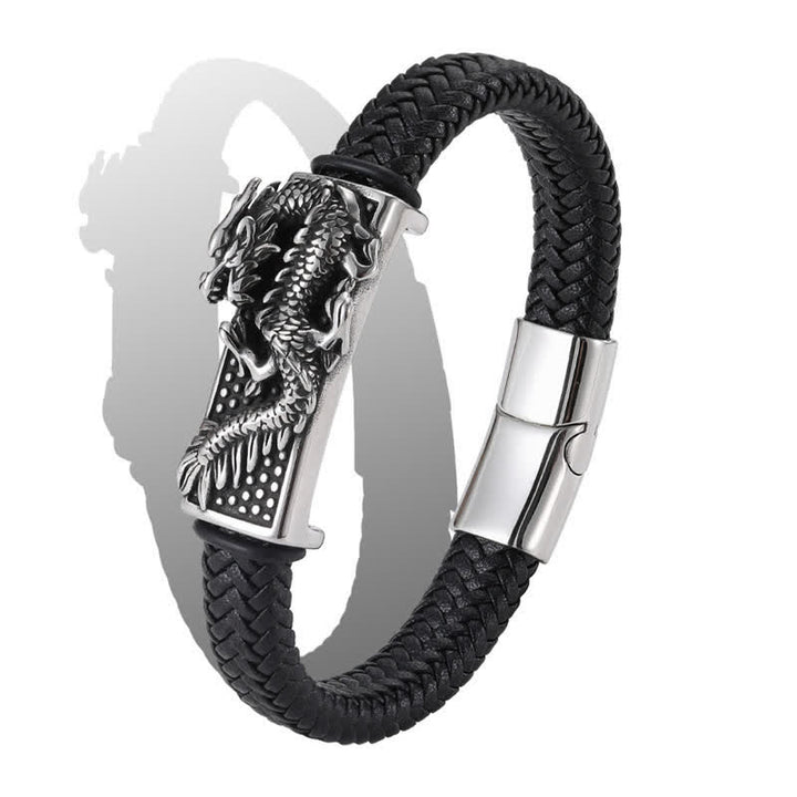 Buddha Stones Bracciale in acciaio inossidabile intrecciato a mano con la forza del drago - image 10