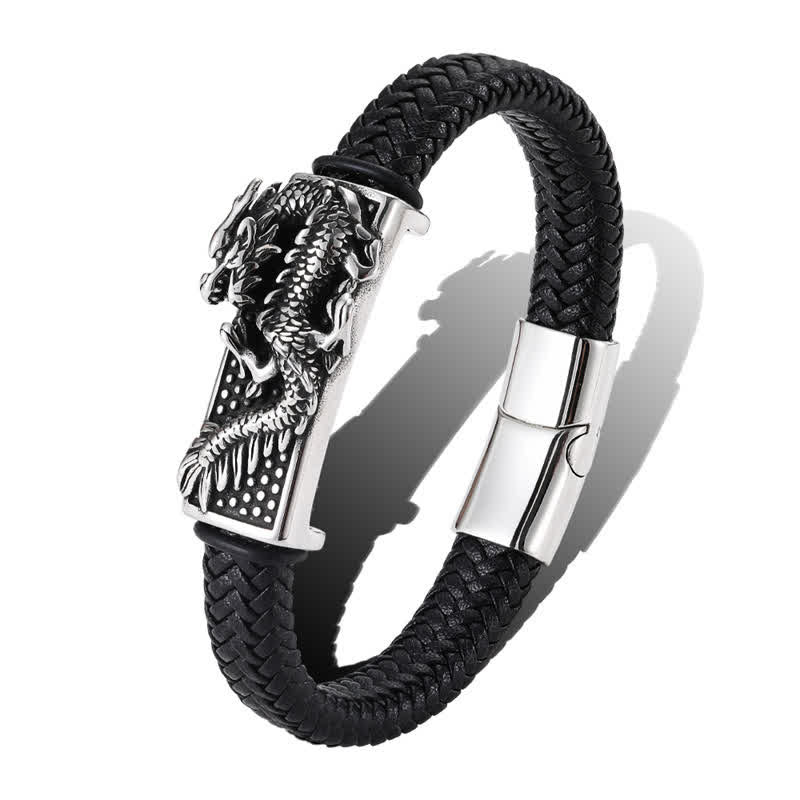 Buddha Stones Bracciale in acciaio inossidabile intrecciato a mano con la forza del drago - image 9