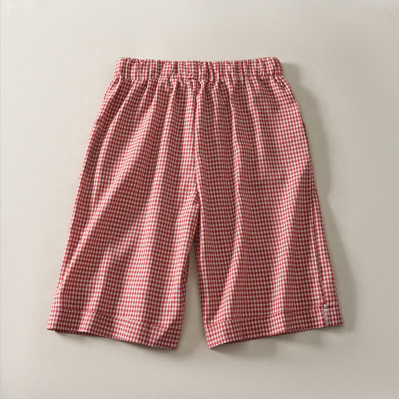 Buddha Stones Pantaloncini estivi vintage da donna in cotone a quadri con coulisse. - image 1