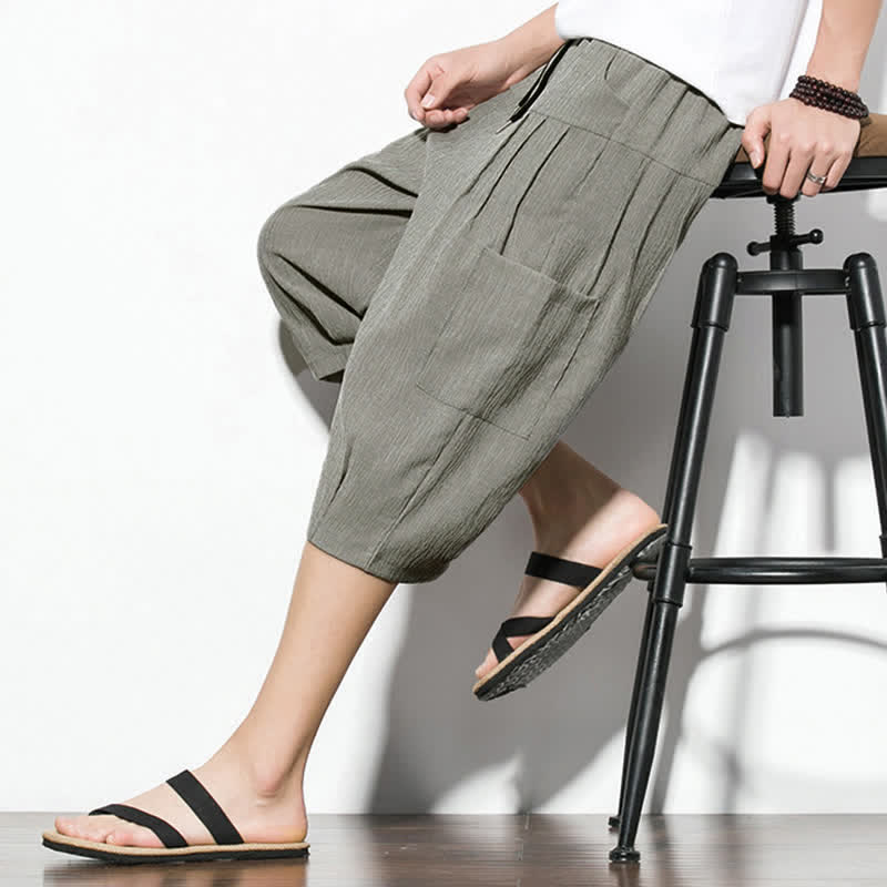 Buddha Stones Pantaloni corti da uomo estivi casual minimalisti con coulisse, tinta unita e tasca - image 19