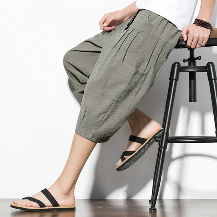 Buddha Stones Pantaloni corti da uomo estivi casual minimalisti con coulisse, tinta unita e tasca - image 19