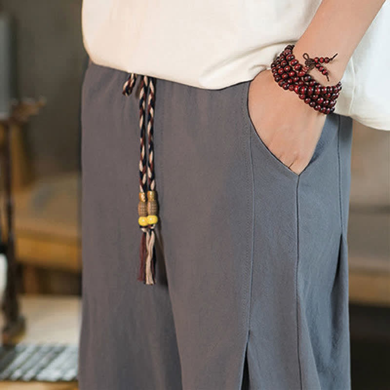 Buddha Stones Pantaloni corti da uomo estivi casual minimalisti con coulisse, tinta unita e tasca - image 31