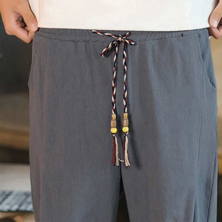 Buddha Stones Pantaloni corti da uomo estivi casual minimalisti con coulisse, tinta unita e tasca - image 30