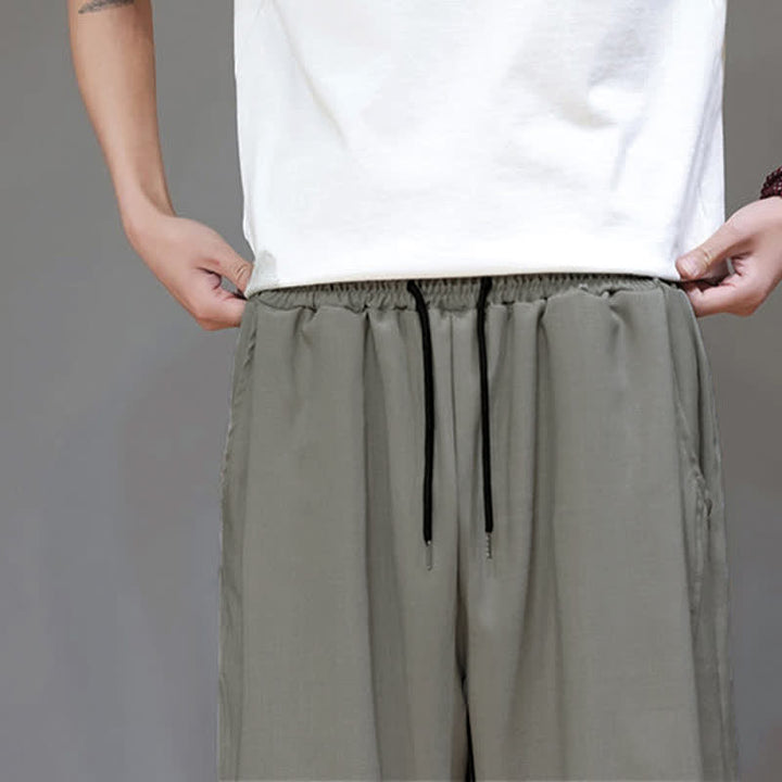 Buddha Stones Pantaloni corti da uomo estivi casual minimalisti con coulisse, tinta unita e tasca - image 8