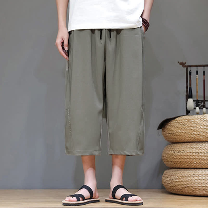 Buddha Stones Pantaloni corti da uomo estivi casual minimalisti con coulisse, tinta unita e tasca - image 1