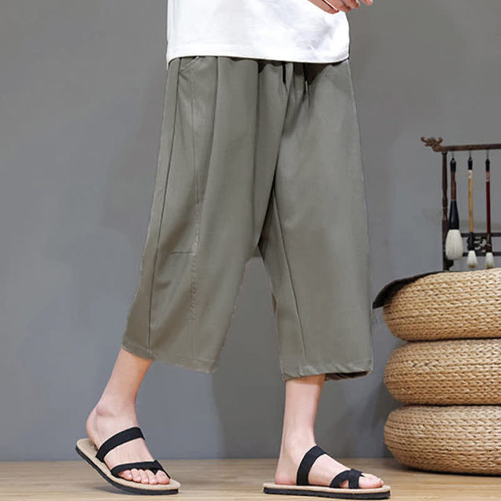 Buddha Stones Pantaloni corti da uomo estivi casual minimalisti con coulisse, tinta unita e tasca - image 6