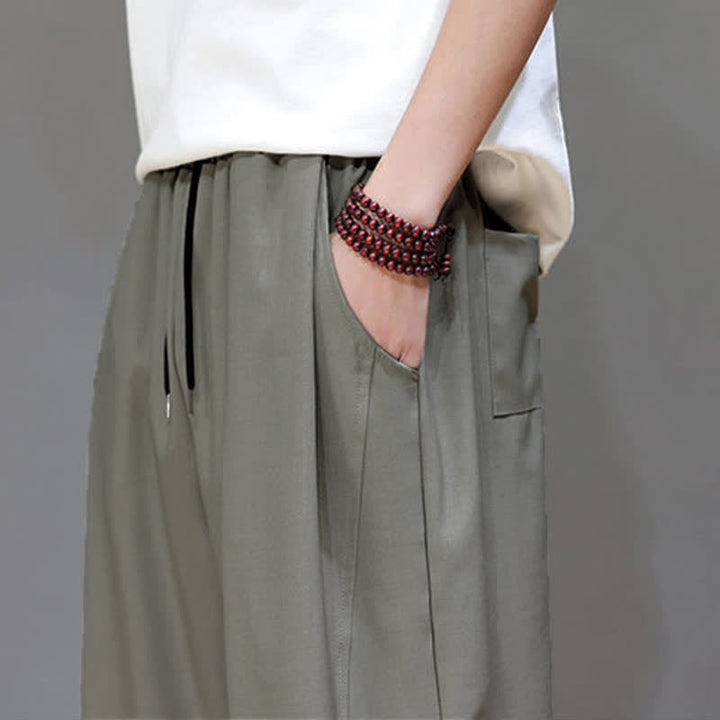 Buddha Stones Pantaloni corti da uomo estivi casual minimalisti con coulisse, tinta unita e tasca - image 9