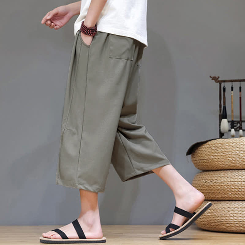 Buddha Stones Pantaloni corti da uomo estivi casual minimalisti con coulisse, tinta unita e tasca - image 7